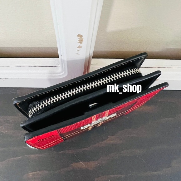 COACH Tartar Plaid Print Snap Wallet - Picture 7 of 16